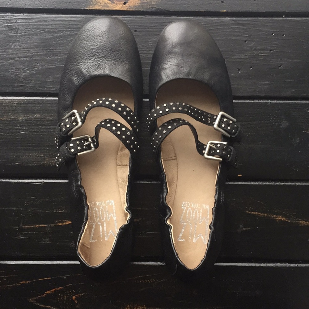 Miz Mooz Cassia Black Studded Ballet Flats 39